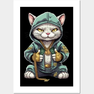 Hip Hop Art Cat Money Posters and Art